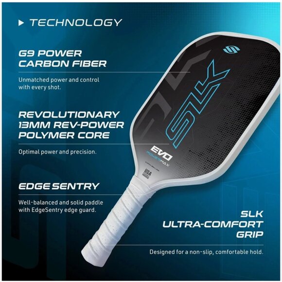 SLK Evo Power Carbon Fiber Pickleball Paddle - Picture 5 of 6